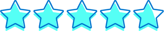 Icons of 5 outlined stars, with over 4.5 of the stars filled in with color to show mobile app rating.